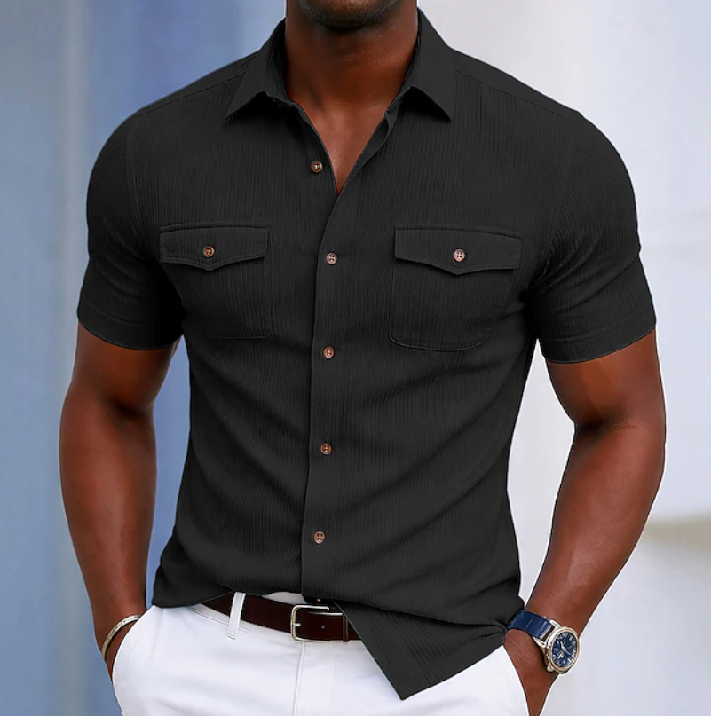 Gavin | Men's Short-Sleeve Button-Up Shirt with Chest Pocket