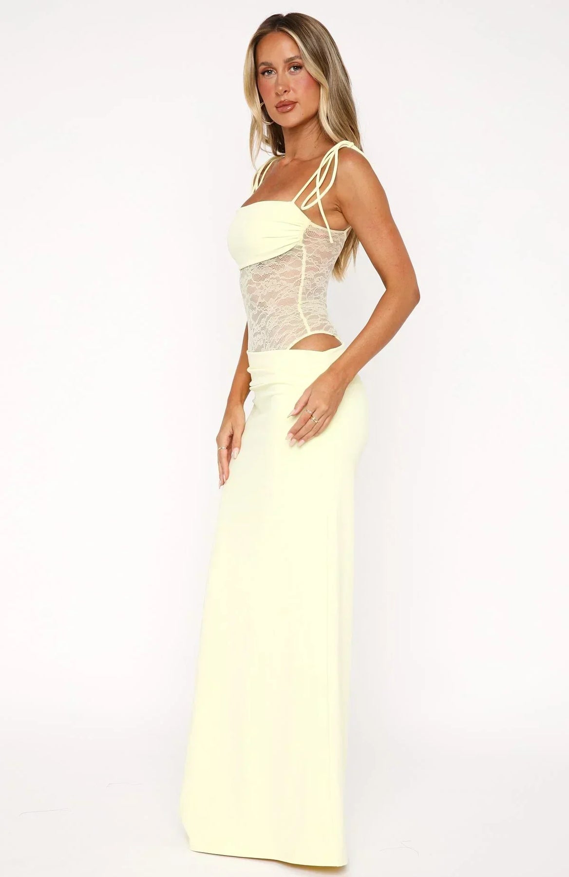 Georgia | Women's Corset Maxi Dress with Tie Straps and Side Cutout