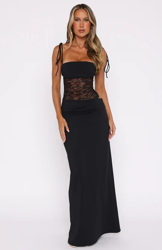 Georgia | Women's Corset Maxi Dress with Tie Straps and Side Cutout