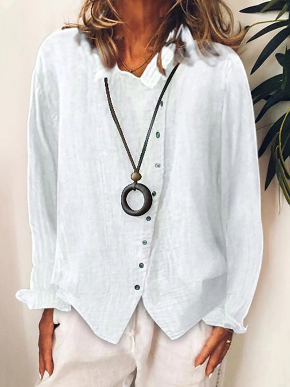 Glenda | Women's Long Sleeve Boho Button-Front Blouse