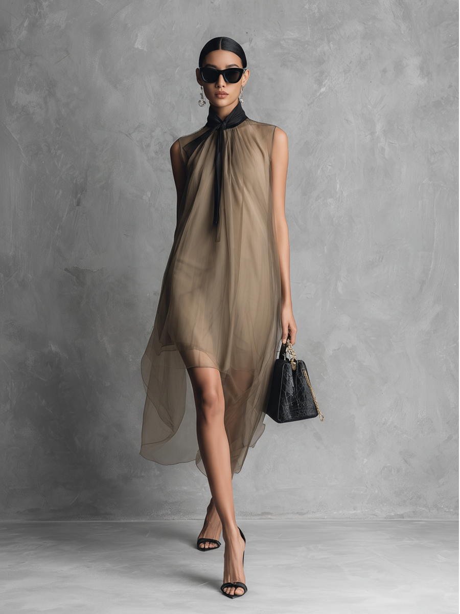 Hannah | Women's Sleeveless Tie-Neck Midi Dress