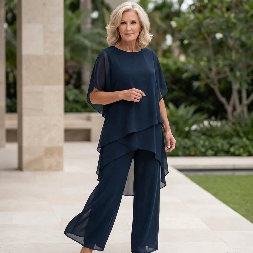 Jocelyn | Women's Draped Palazzo Pants Set with Matching Top