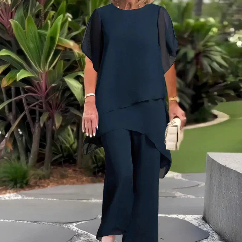 Jocelyn | Women's Draped Palazzo Pants Set with Matching Top