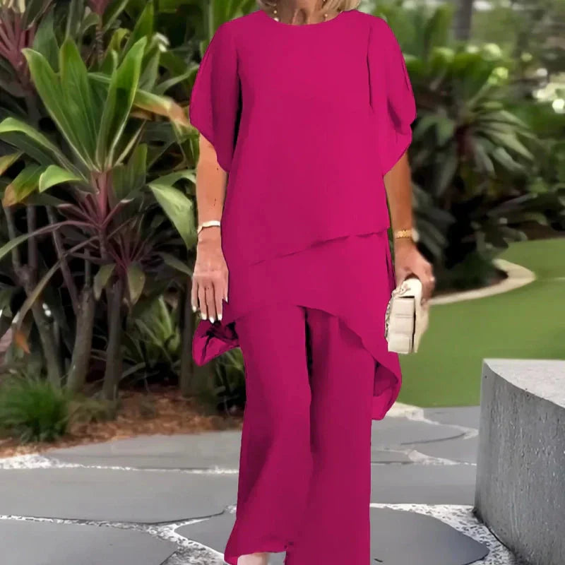 Jocelyn | Women's Draped Palazzo Pants Set with Matching Top