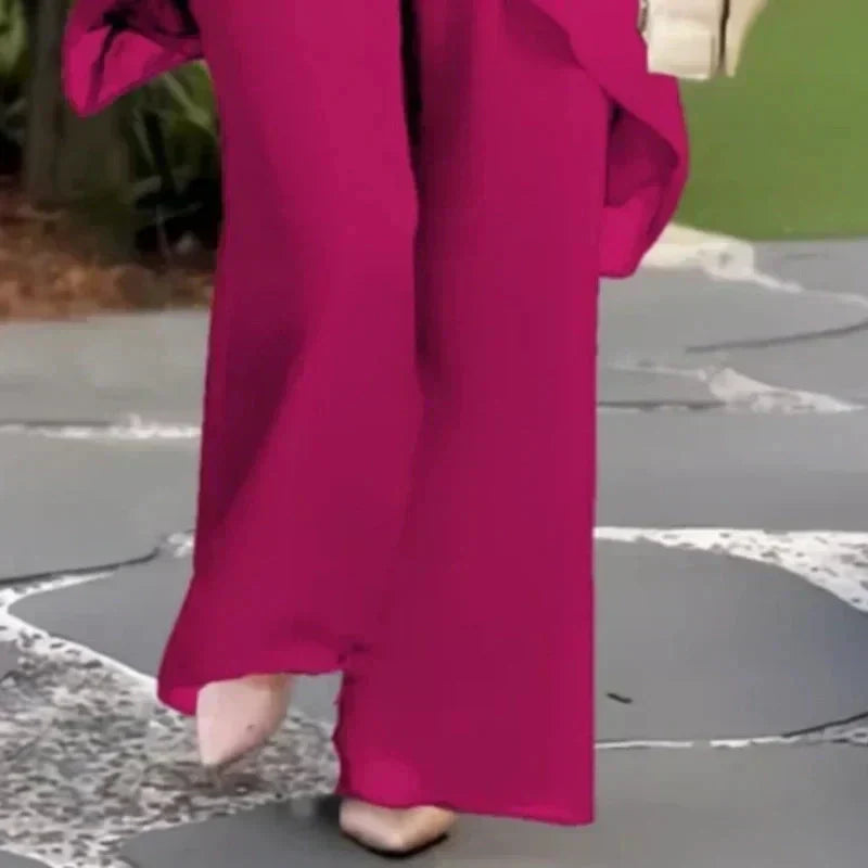 Jocelyn | Women's Draped Palazzo Pants Set with Matching Top