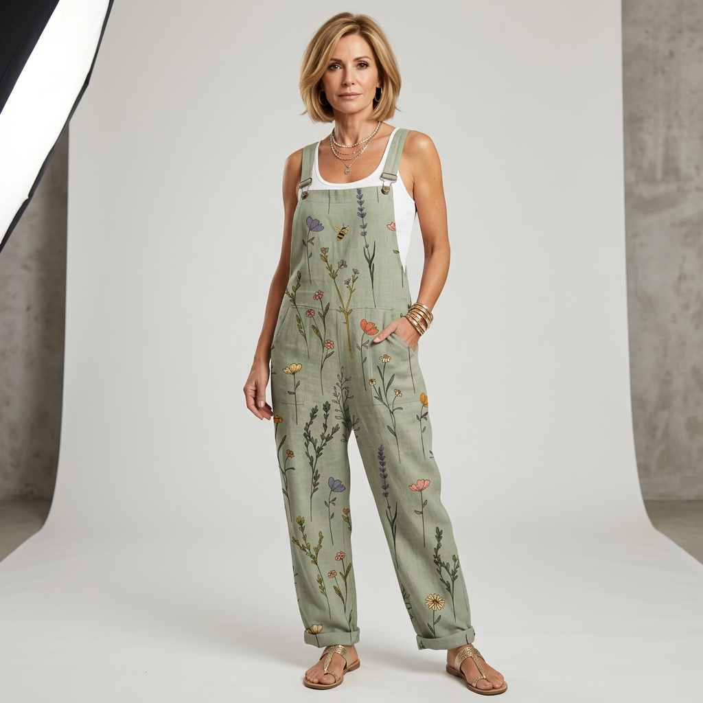 Jocelyn | Women’s Botanical Print Jumpsuit with Patch Pockets