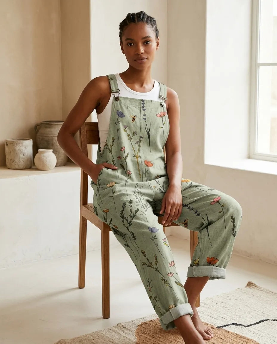 Jocelyn | Women’s Botanical Print Jumpsuit with Patch Pockets
