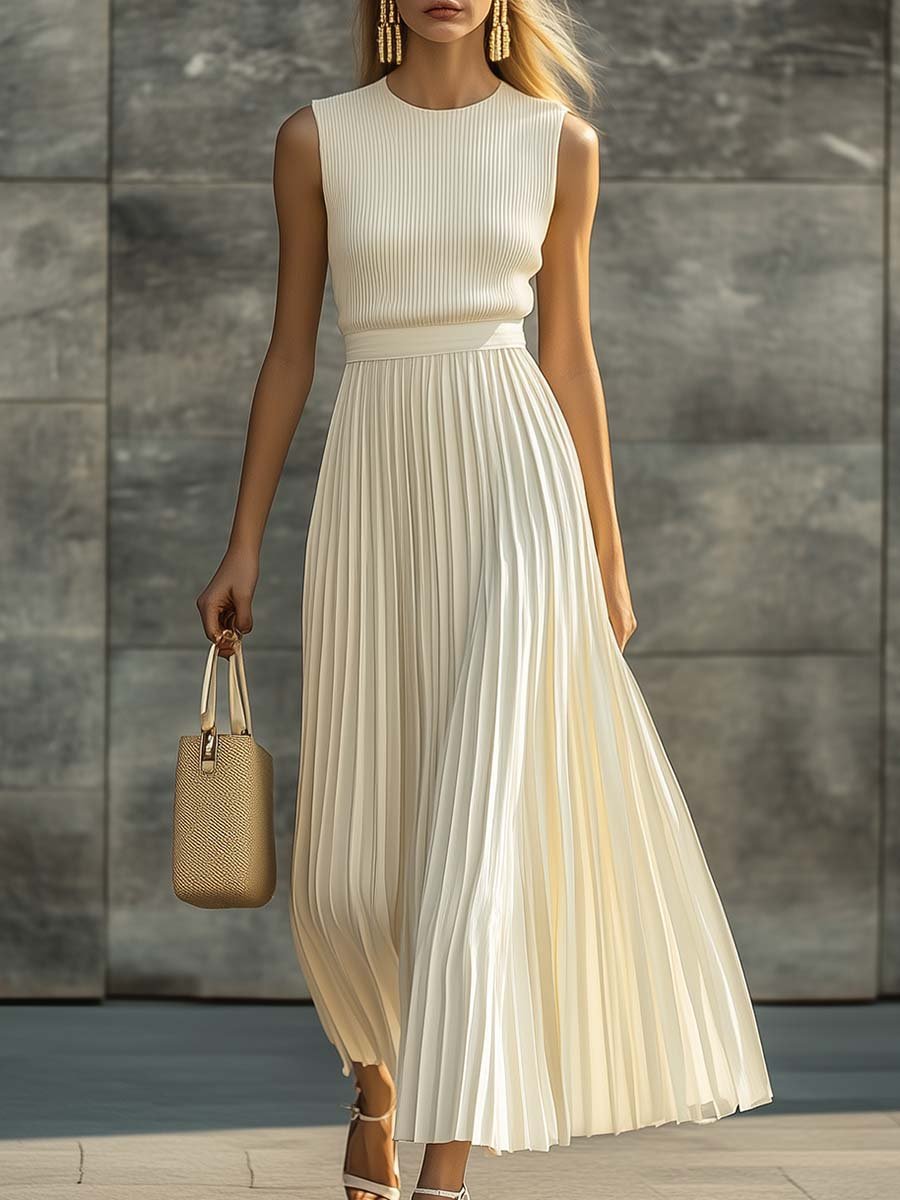 Juliana | Women's Sleeveless Pleated Maxi Dress