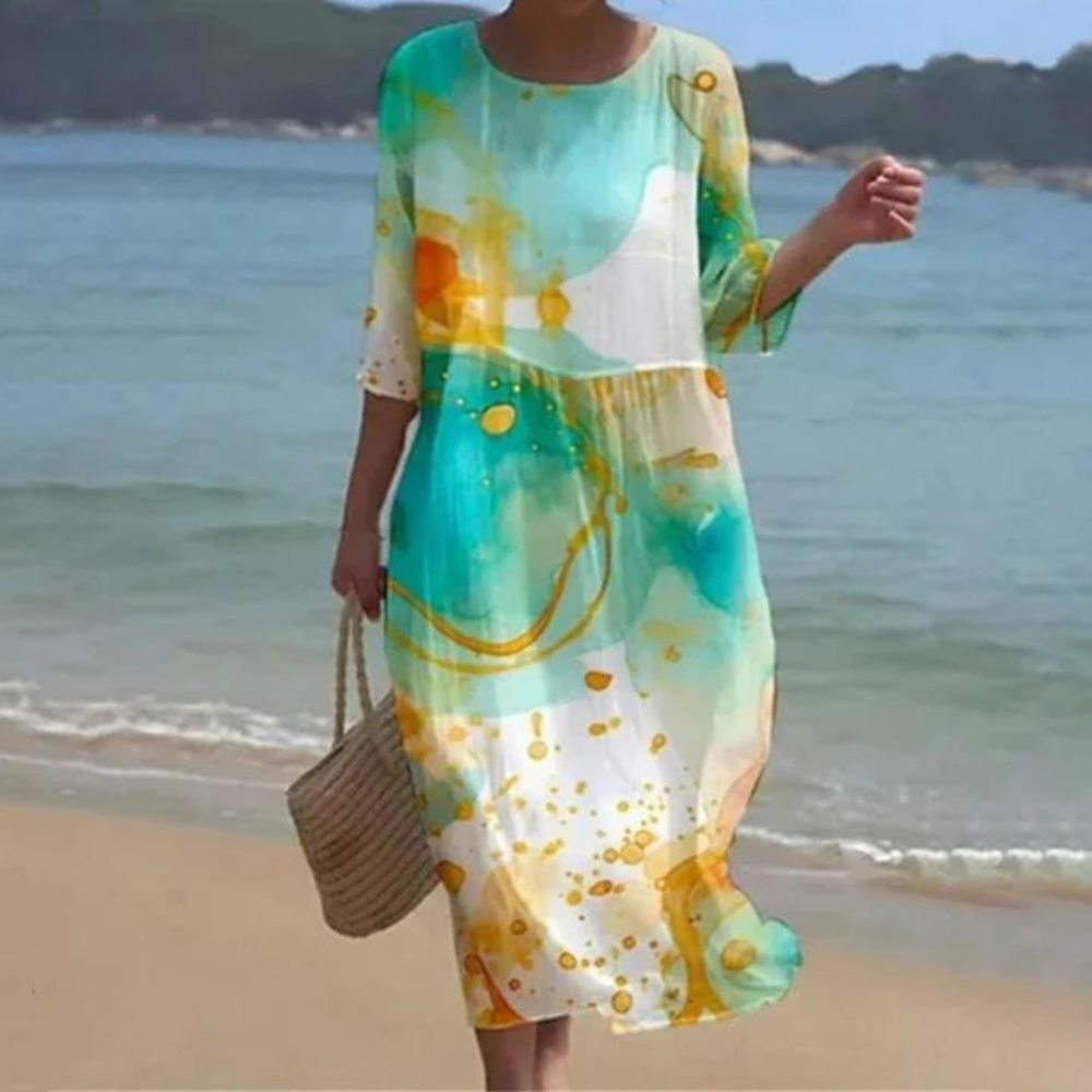 Juliet | Women's Printed V-Neck Beach Tunic Dress