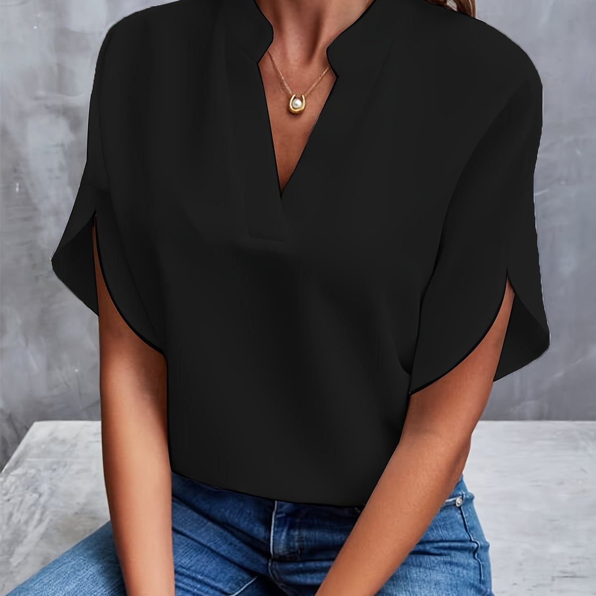Laura | Women's V-Neck Split Sleeve Blouse