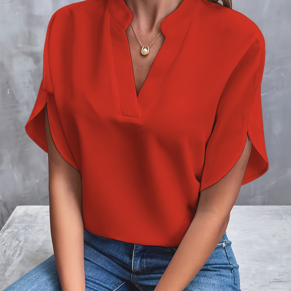 Laura | Women's V-Neck Split Sleeve Blouse