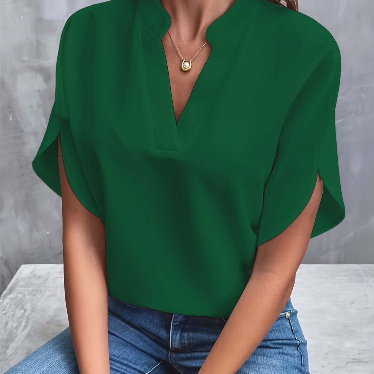 Laura | Women's V-Neck Split Sleeve Blouse