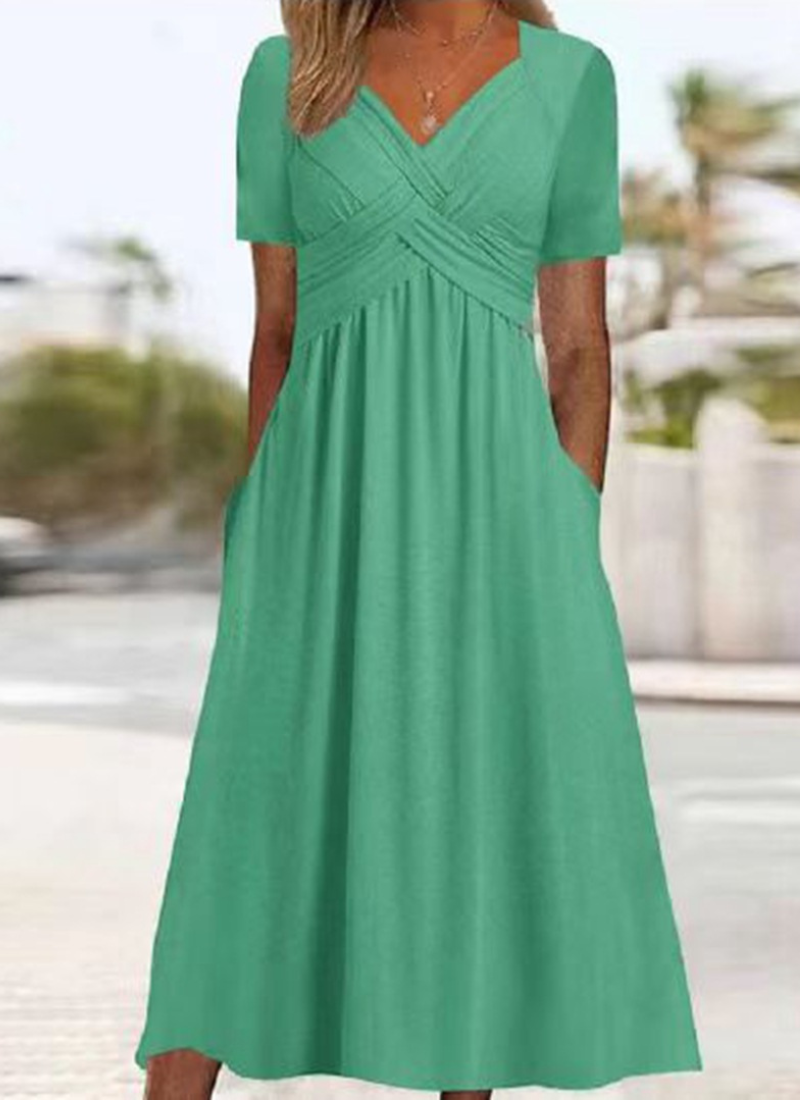 Leyla | Women's V-Neck Wrap Midi Dress
