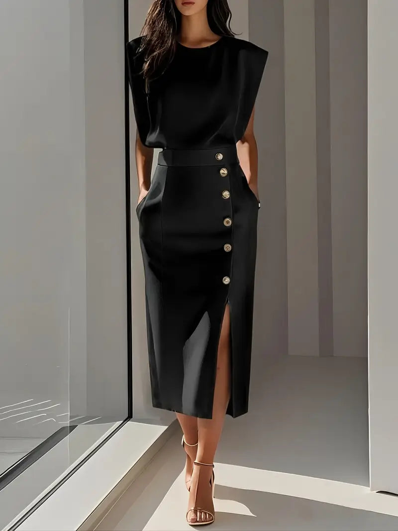Lorraine | Side-Slit Midi Dress