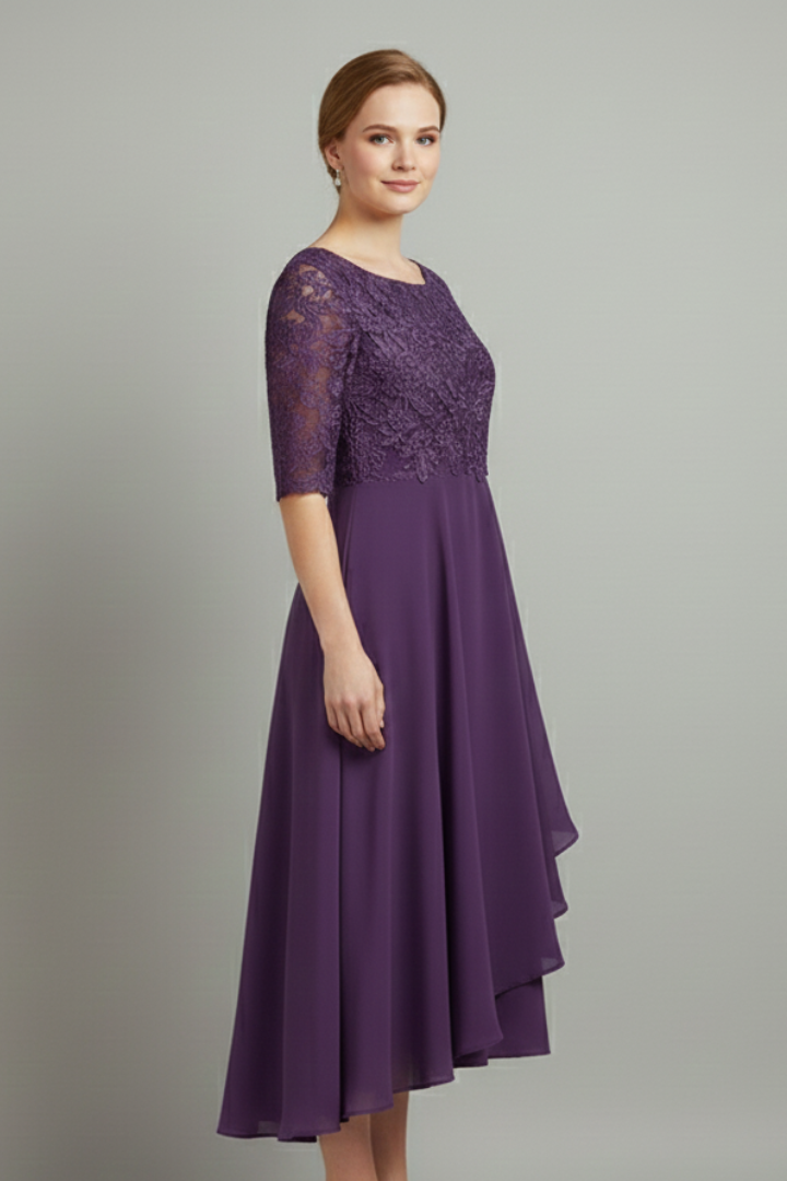 Mallory | Women's Round-Neck Midi Dress