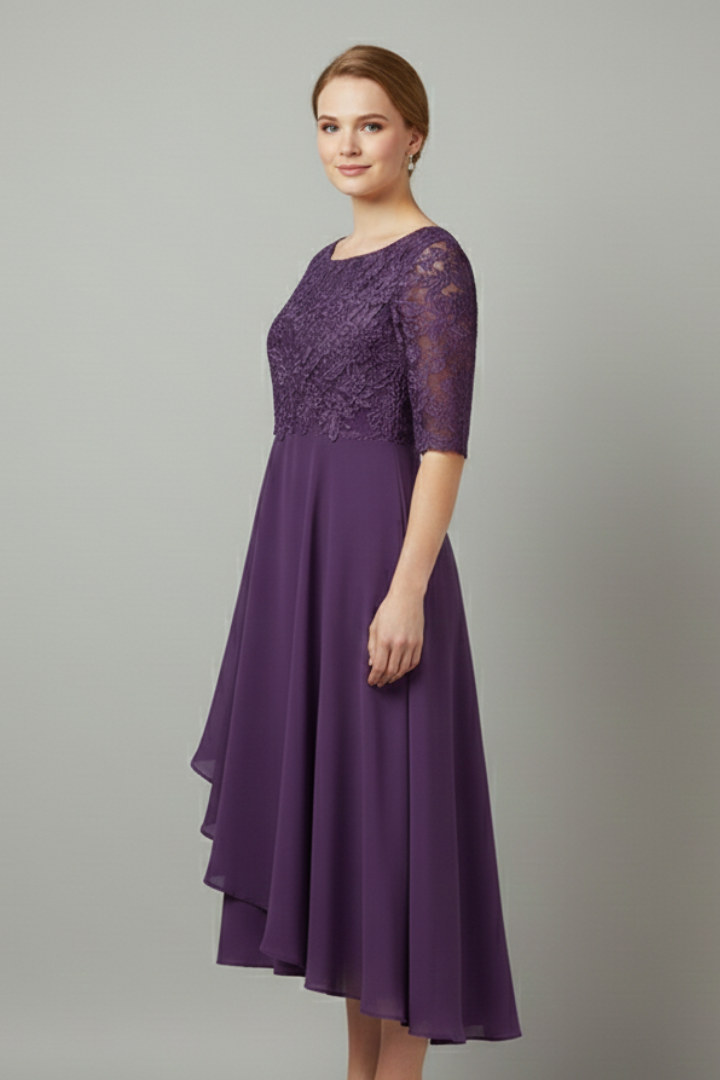 Mallory | Women's Round-Neck Midi Dress