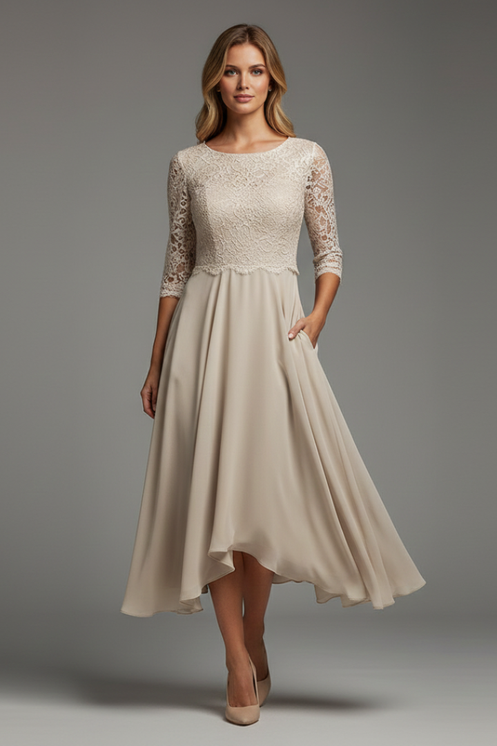 Mallory | Women's Round-Neck Midi Dress