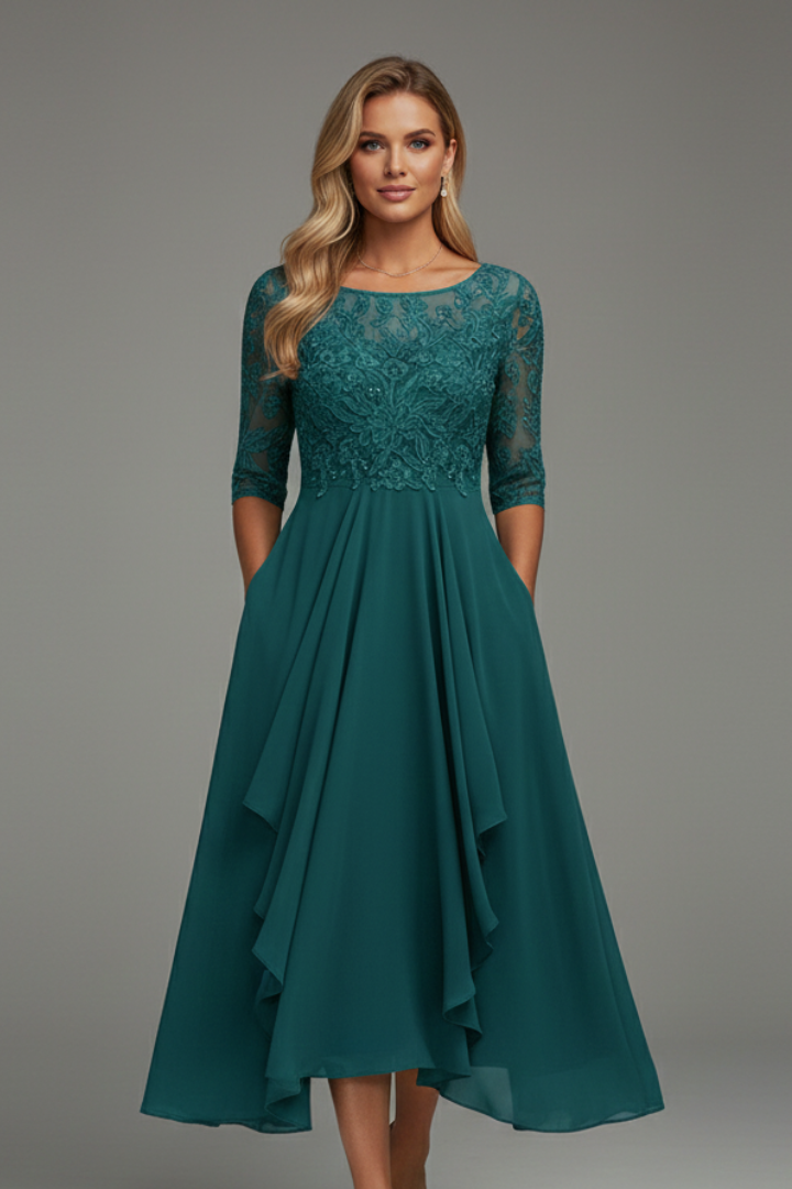 Mallory | Women's Round-Neck Midi Dress
