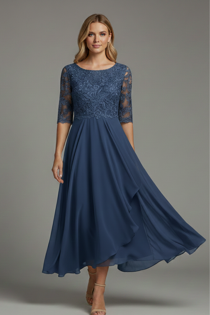 Mallory | Women's Round-Neck Midi Dress