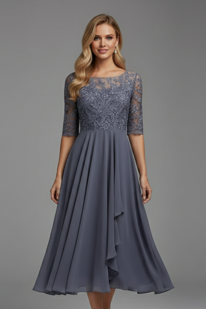 Mallory | Women's Round-Neck Midi Dress