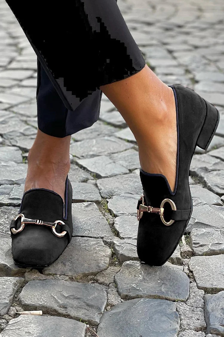 Marcella | Black Loafers with Gold-Tone Horsebit Detail