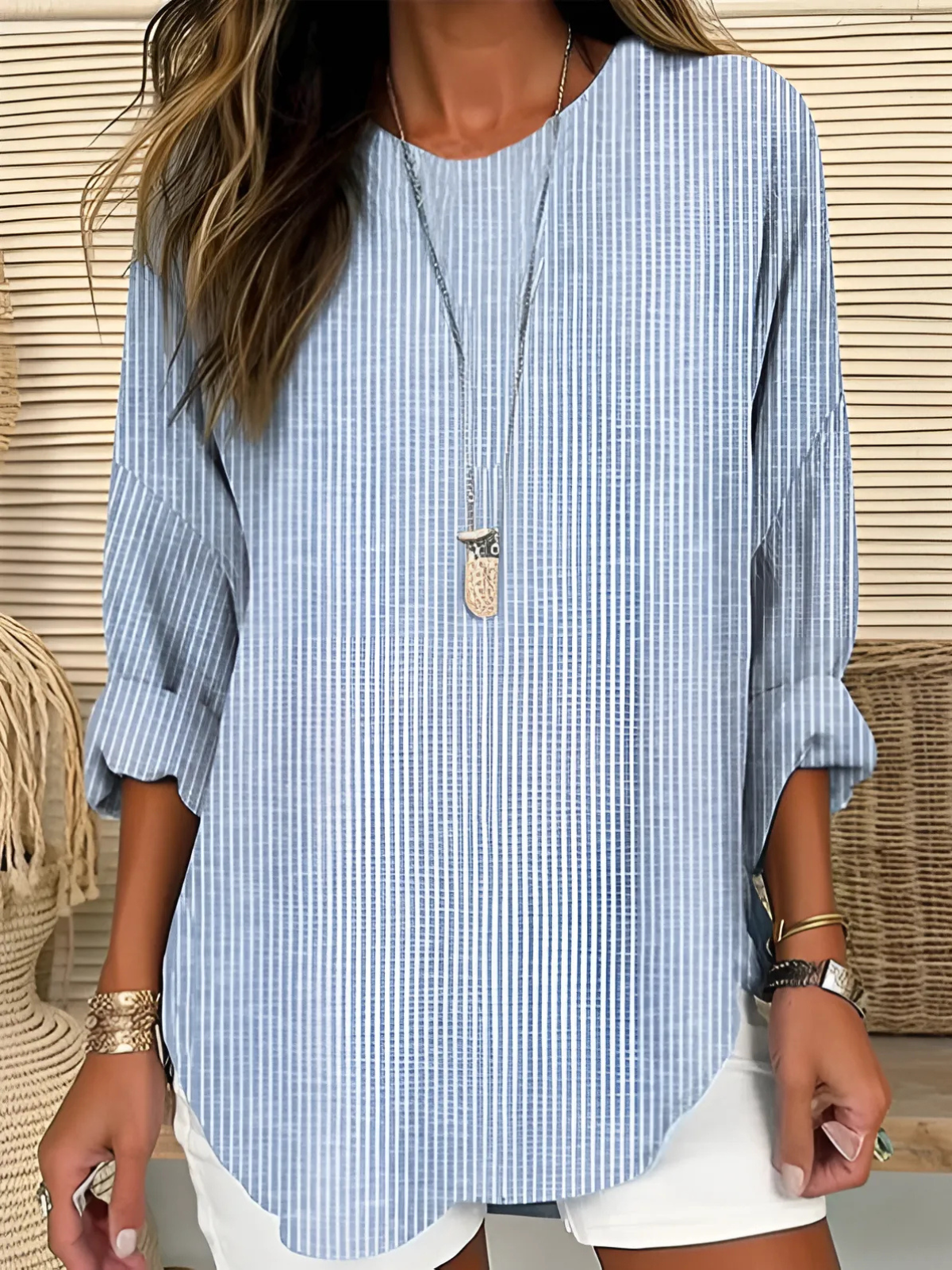 Mariabel | Women’s Long-Sleeve Striped Blouse
