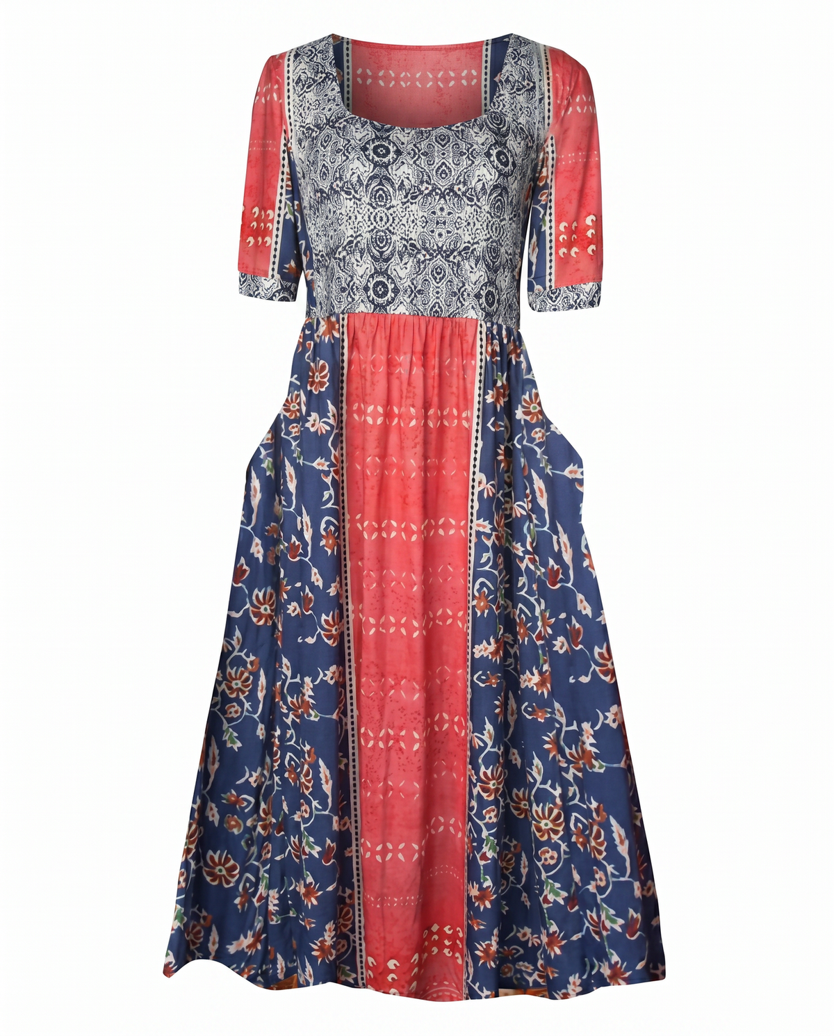 Maribela | Women's Boho Print Midi Dress with Tiered Skirt