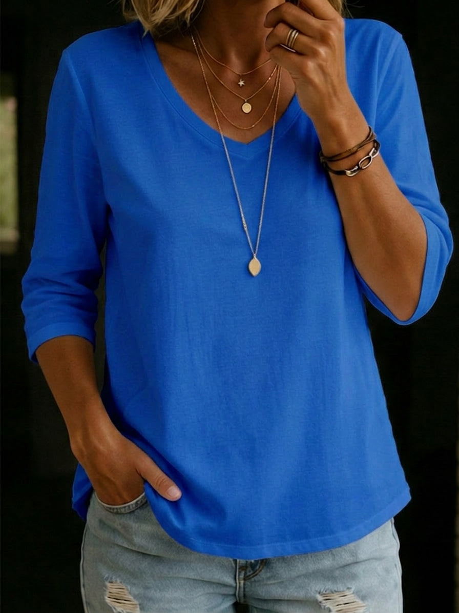 Maribelle | Women's V-Neck Three-Quarter Sleeve T-Shirt