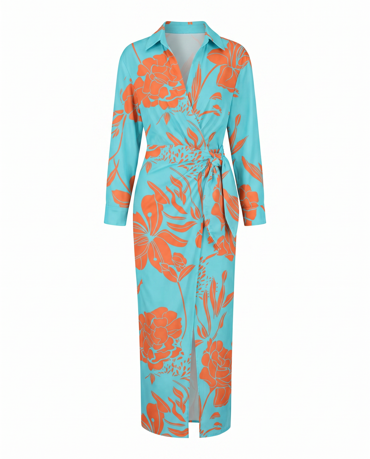 Marina | Women's Tropical Leaf Print Wrap Maxi Dress