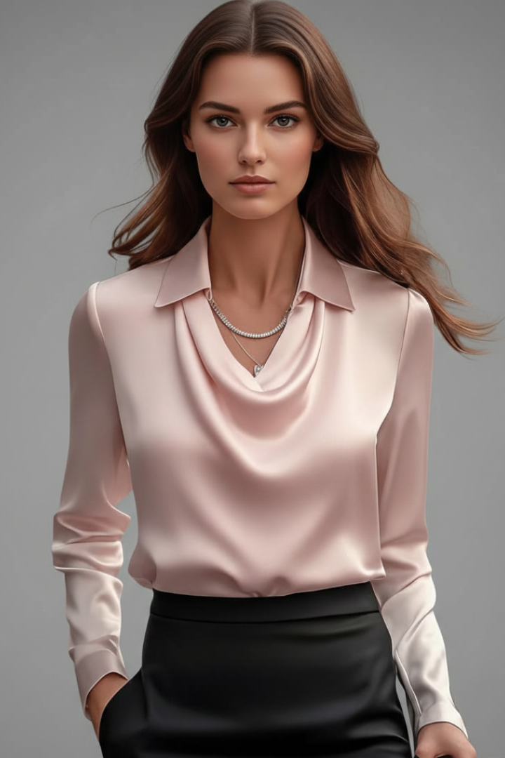 Marissa | Women's Draped Collar Long-Sleeve Blouse