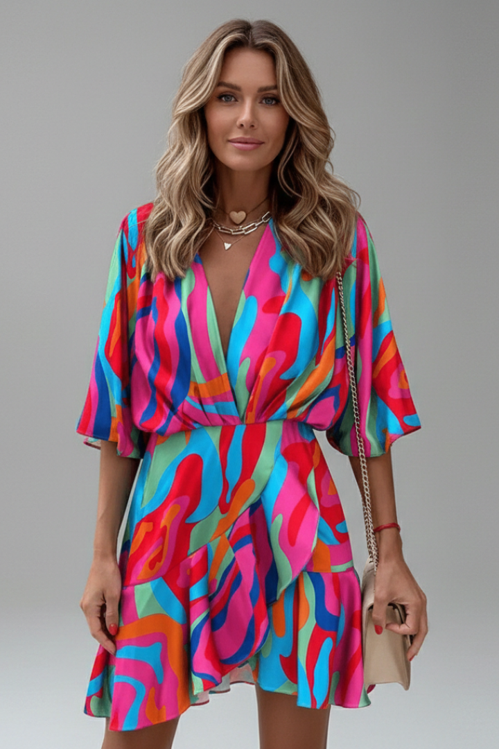 Marlyn | Women's Printed V-Neck Mini Dress