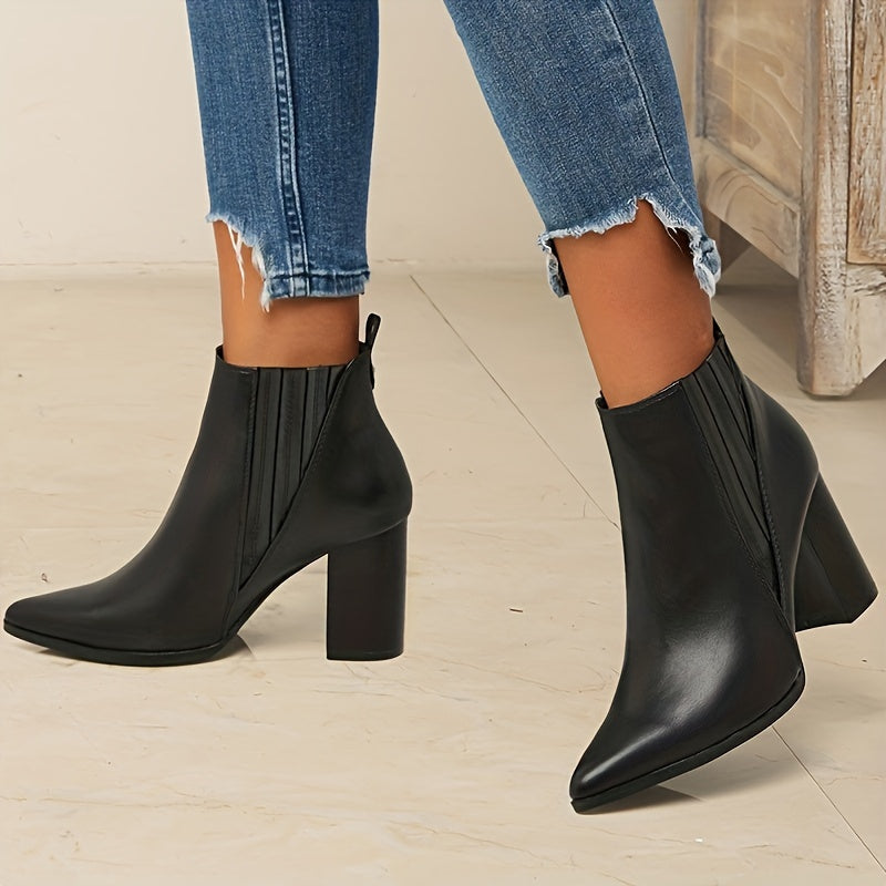 Marvessa | Women's Pointed-Toe Ankle Boots with Block Heel