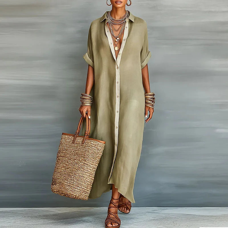 Matilda | Women's Button-Front Maxi Shirt Dress