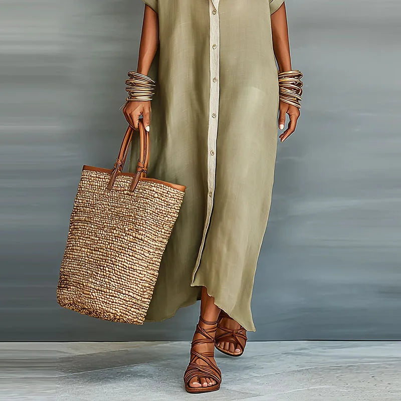 Matilda | Women's Button-Front Maxi Shirt Dress