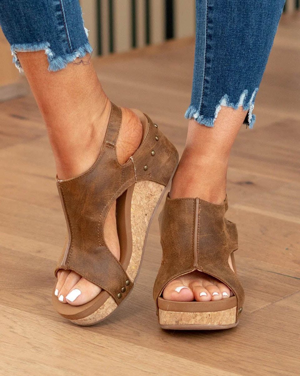 Mavis | Women’s Strappy Wedge Sandals with Cork-Effect Platform
