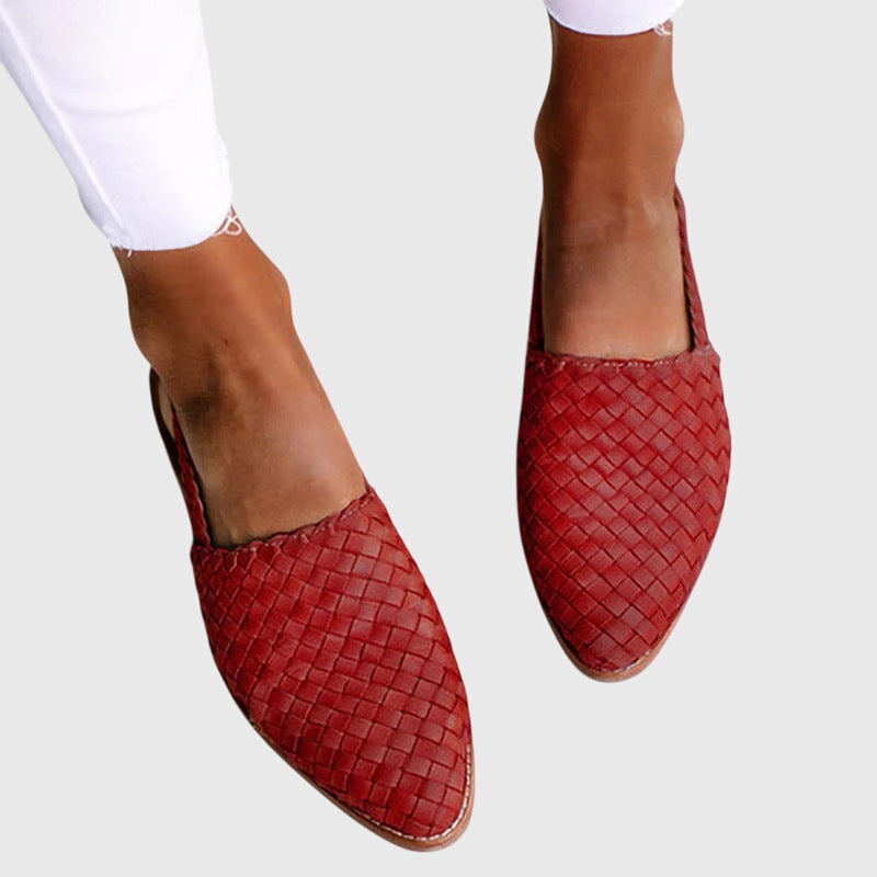 Mavis | Women’s Woven Slingback Flats with Buckle Strap