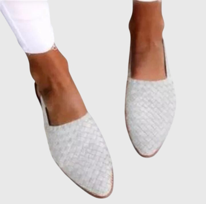 Mavis | Women’s Woven Slingback Flats with Buckle Strap