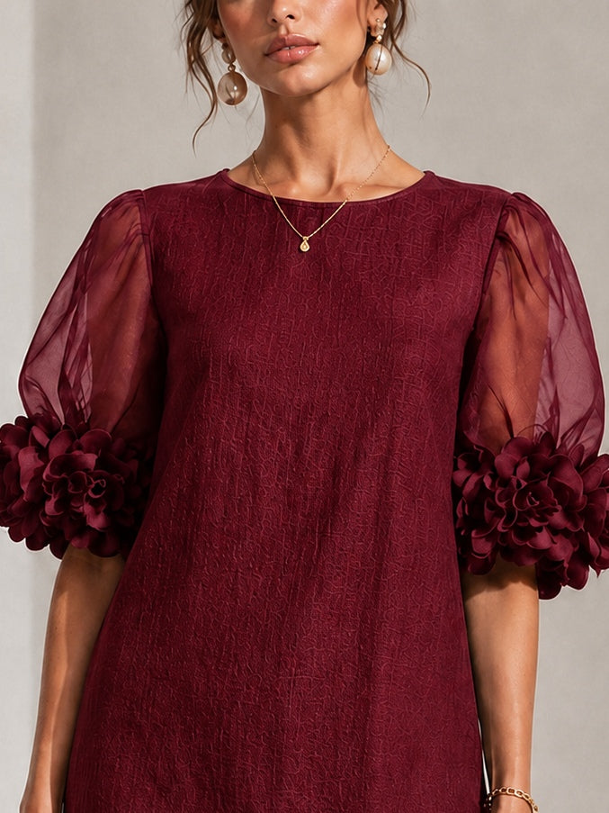 Meredith | Women's Puff Sleeve Floral Cuff Mini Dress