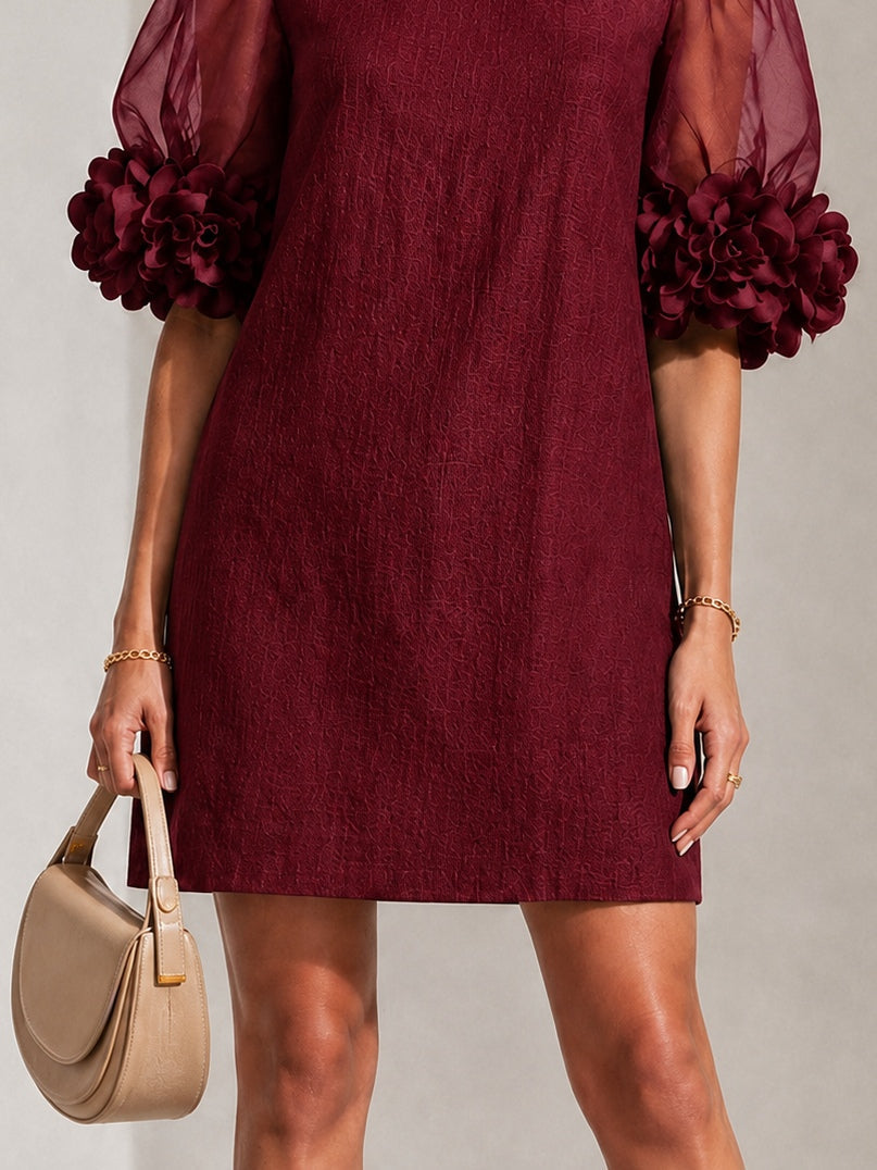 Meredith | Women's Puff Sleeve Floral Cuff Mini Dress