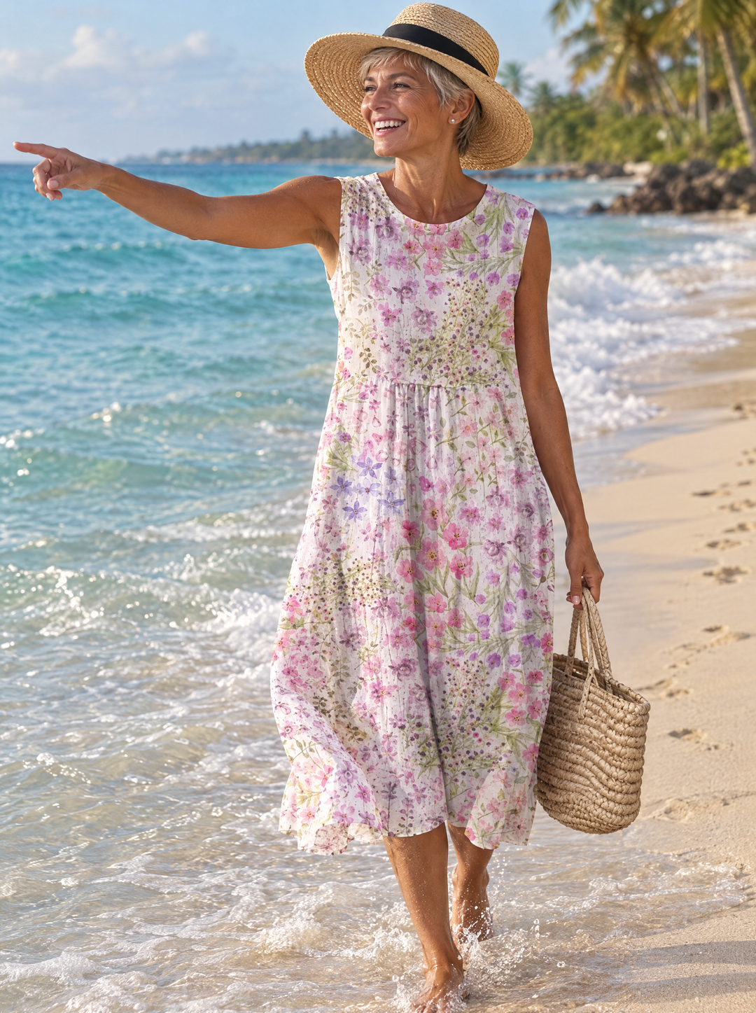 Merida | Women's Lilac Floral Print Midi Dress