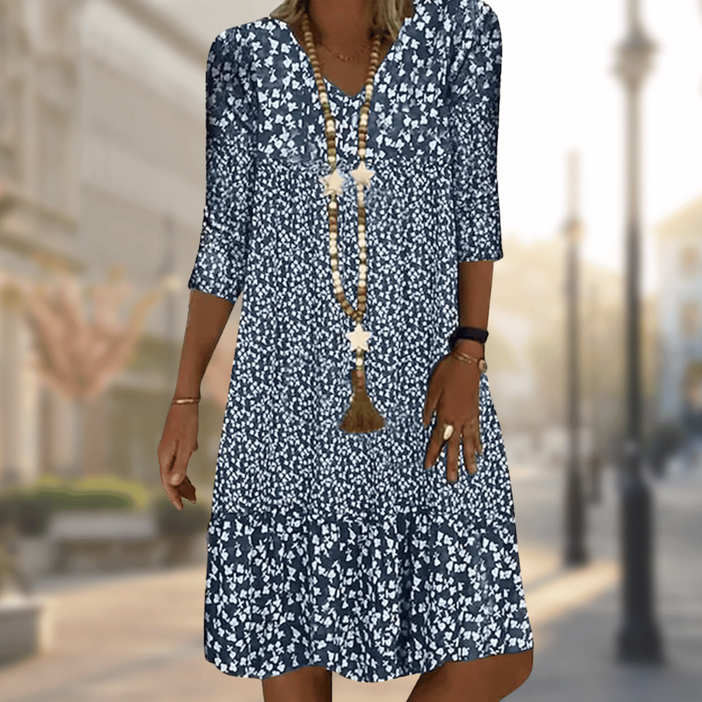 Mia | Women's Floral Print V-Neck Midi Dress