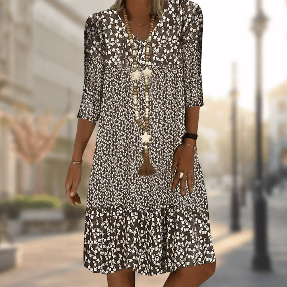 Mia | Women's Floral Print V-Neck Midi Dress