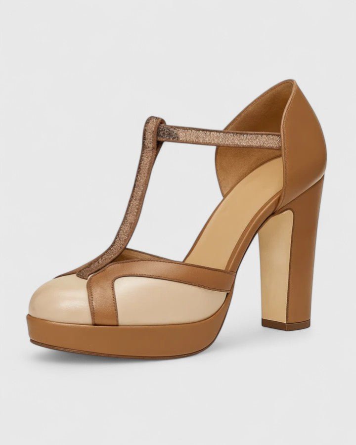 Moira | Women’s T-Strap Platform Pumps with Block Heel
