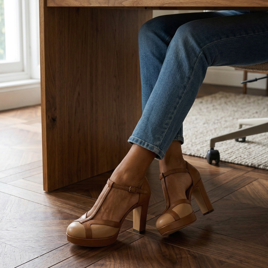Moira | Women’s T-Strap Platform Pumps with Block Heel
