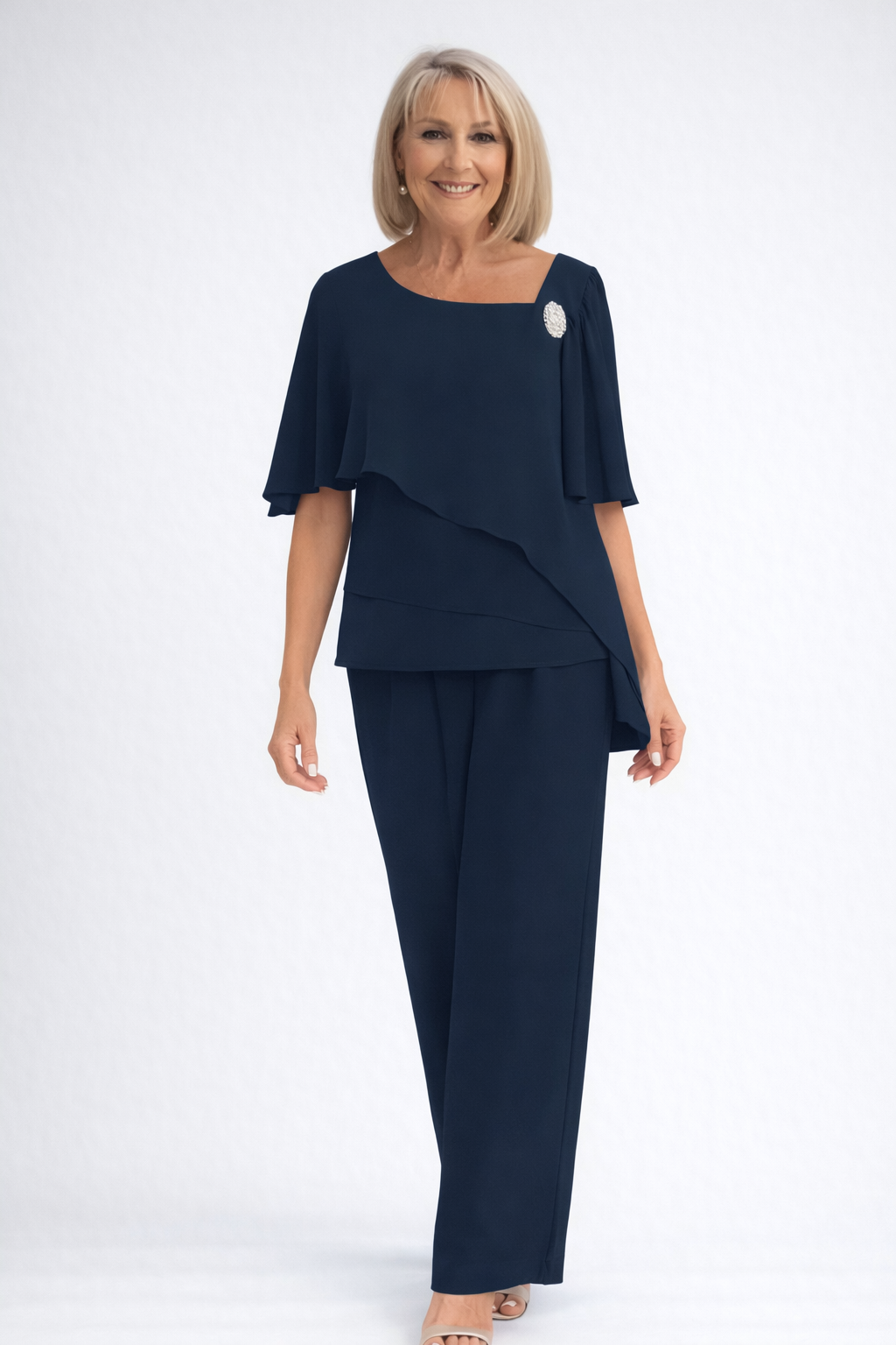 Naomi | Women's Asymmetric Layered Top and Wide-Leg Pants Set