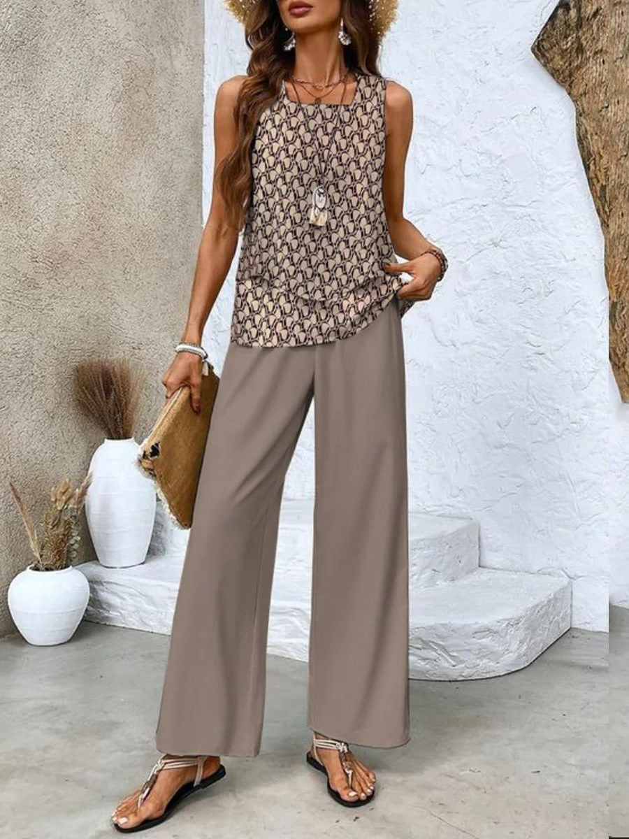 Naomi | Women’s Two-Piece Set with Sleeveless Top and Wide-Leg Pants