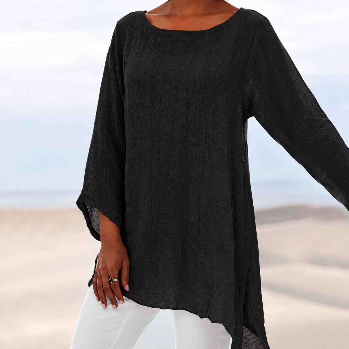 Nora | Women's Long Sleeve Asymmetric Tunic Top
