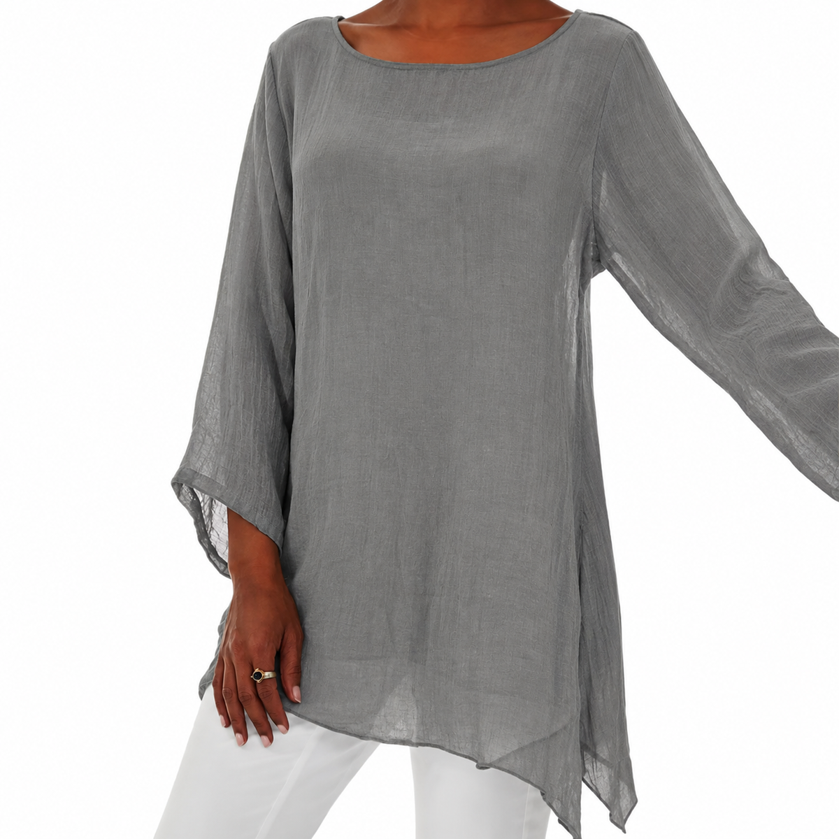 Nora | Women's Long Sleeve Asymmetric Tunic Top