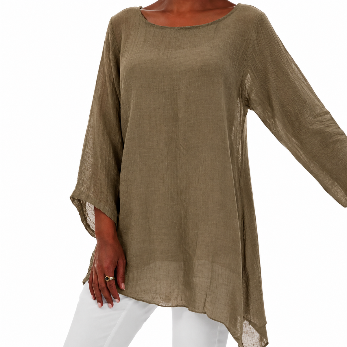 Nora | Women's Long Sleeve Asymmetric Tunic Top