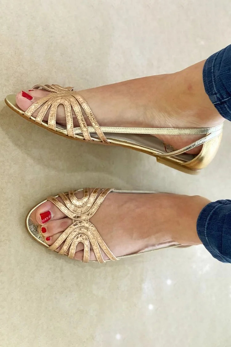 Odette | Women’s Strappy Flat Sandals with Slingback Strap